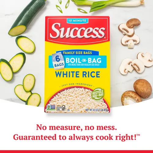 Success Boil-in-Bag Rice, Precooked Long Grain White Rice, Gluten Free, 32 oz, 6 Count thumbnail 3