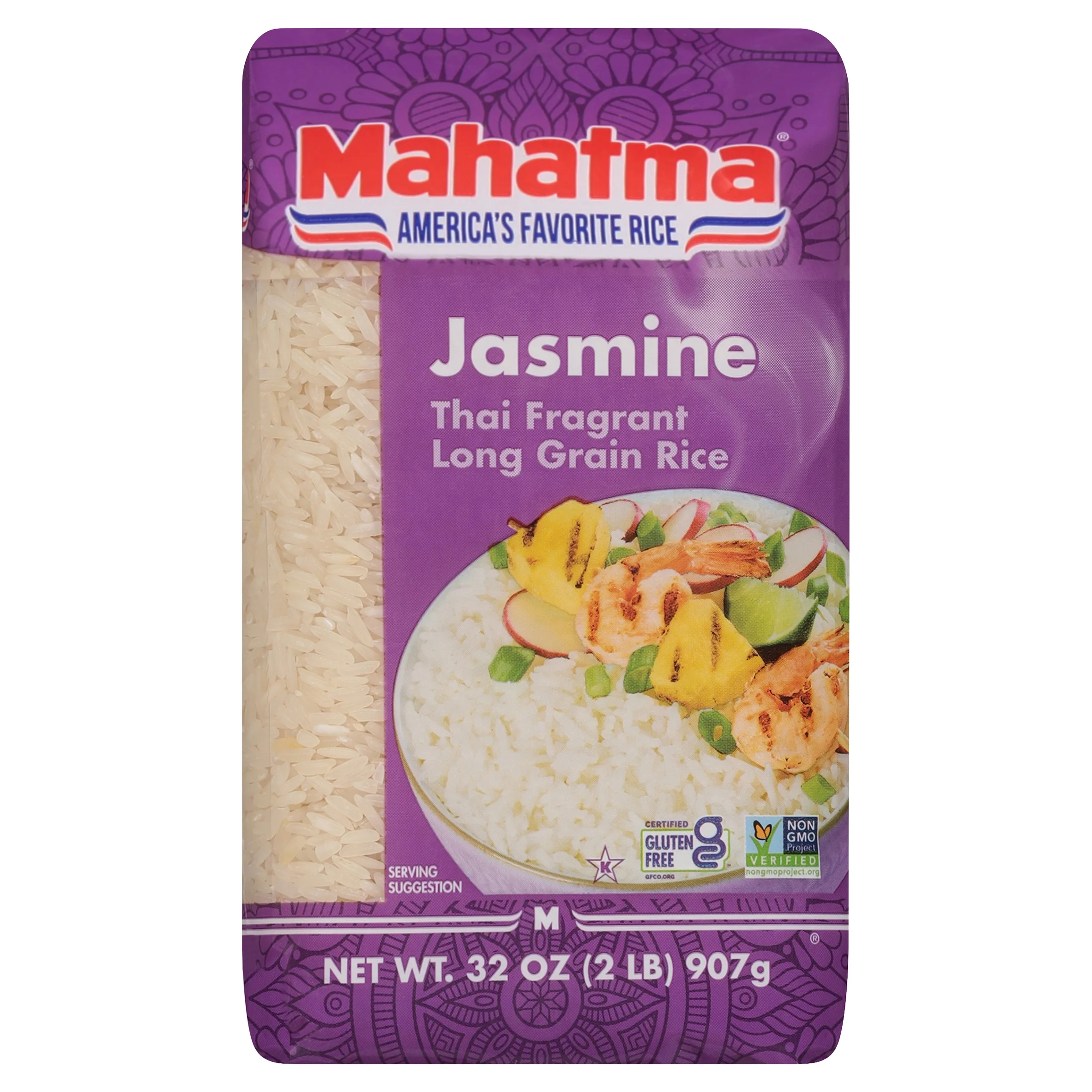Mahatma Jasmine Thai Fragrant Long Grain Rice, Gluten Free, 32 oz (2 lbs) (907 Grams)
