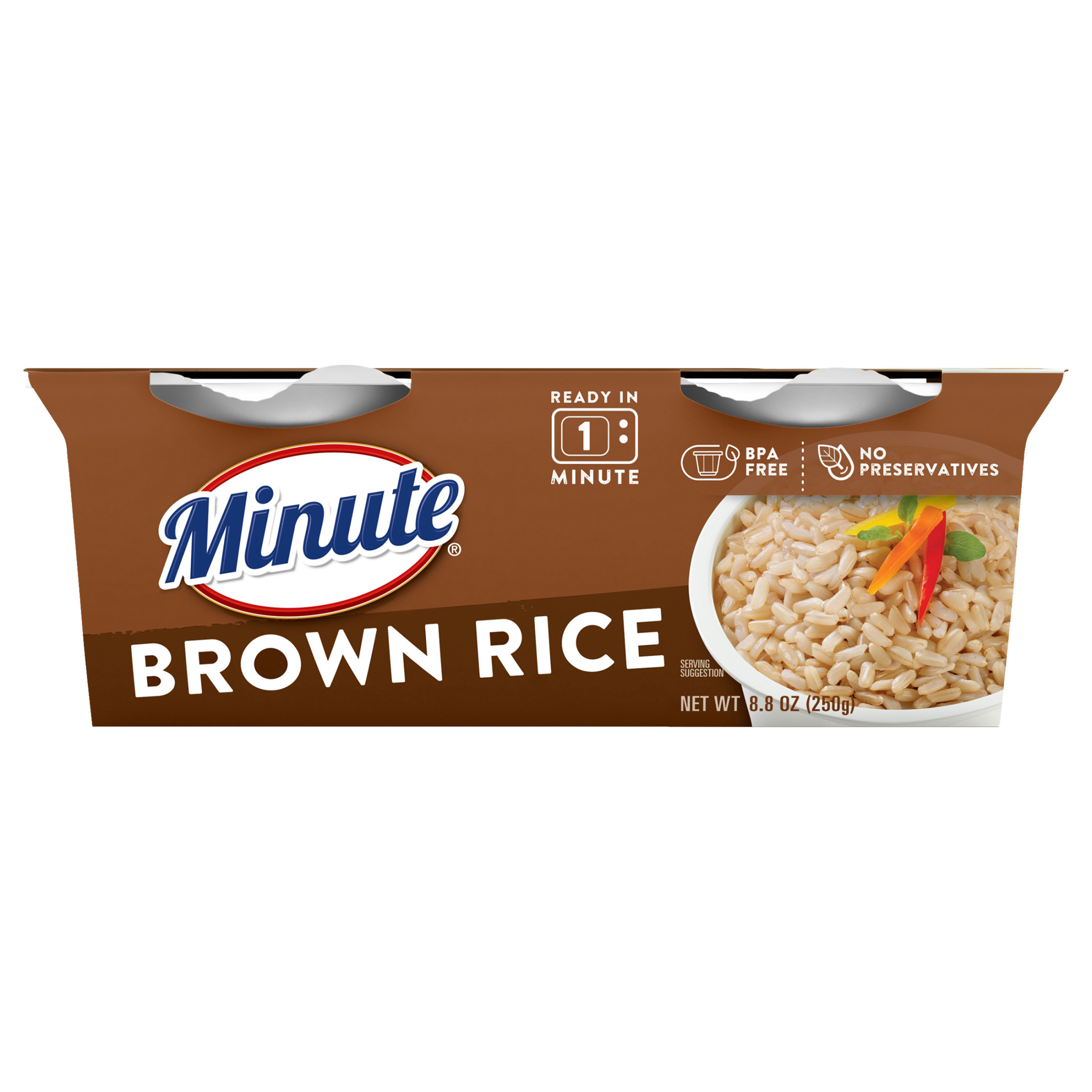 Minute Brown Rice, Microwaveable Rice Cups, 4.4 oz, 2 Count