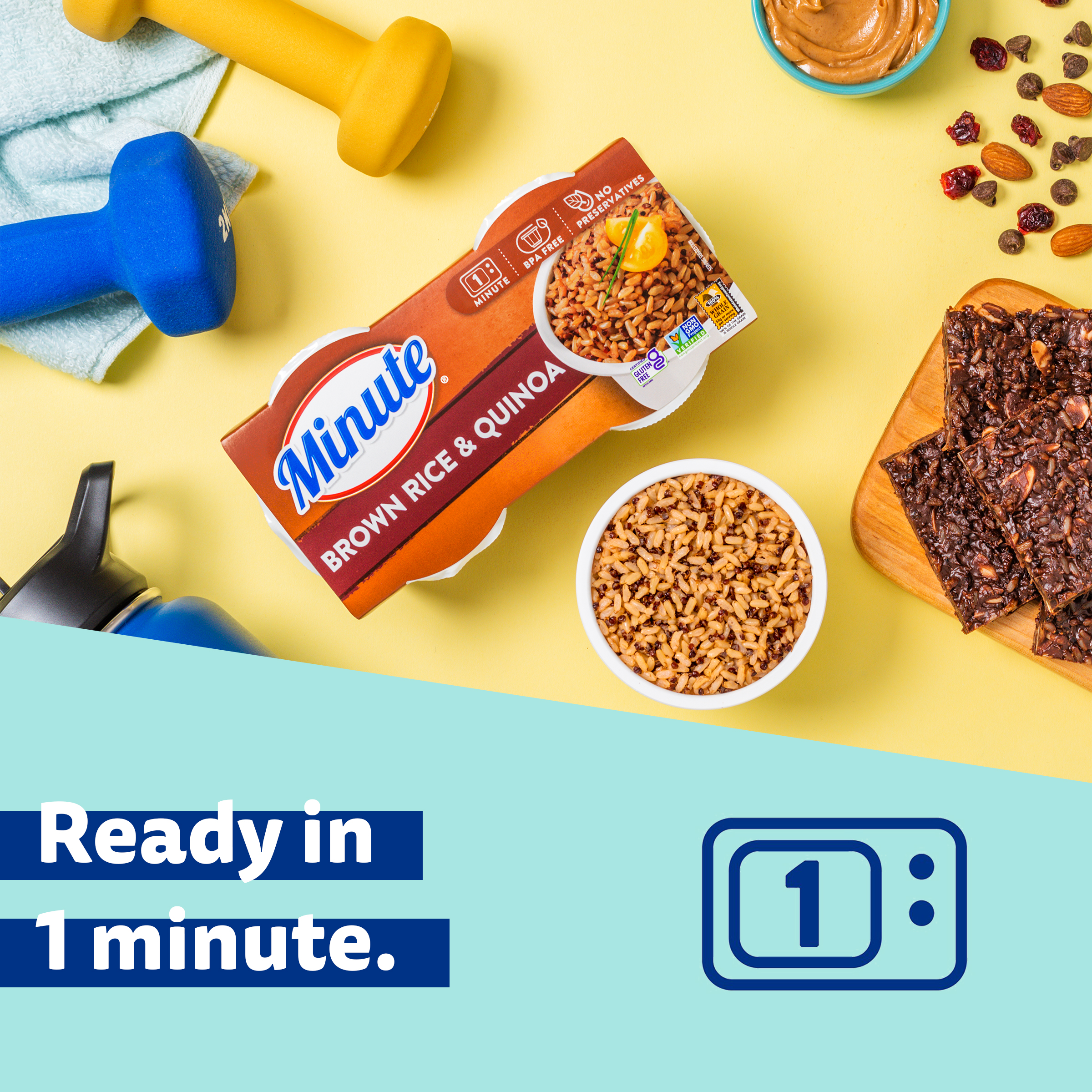 Minute Brown Rice and Quinoa, Gluten Free Microwaveable Rice and Quinoa Cups, 4.4 oz, 2 Ct thumbnail 3