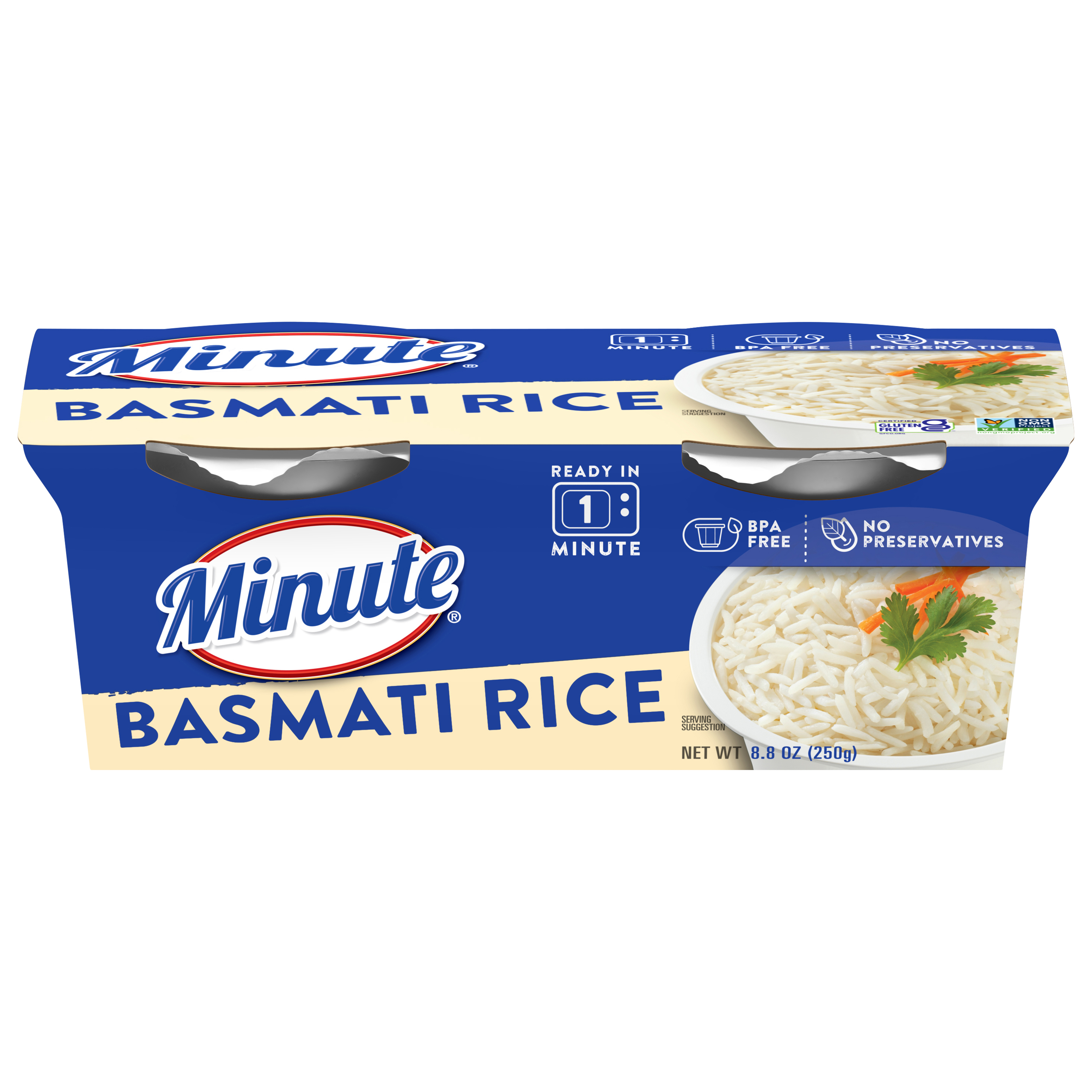 Minute Ready to Serve Basmati Rice, Quick and Easy Cups, Gluten Free, 8.8 oz, 2 Ct