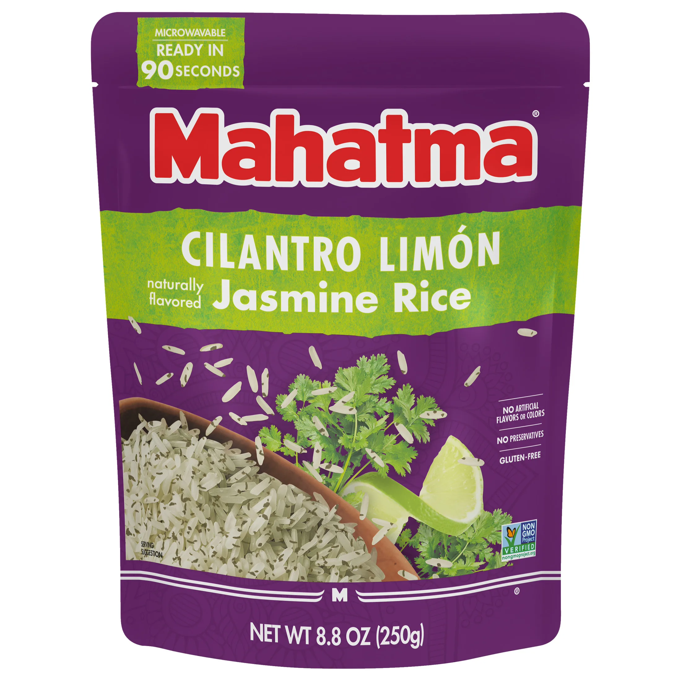 Mahatma Ready-to-Heat Cilantro Limon Jasmine Rice, Gluten Free, 8.8 oz Bag