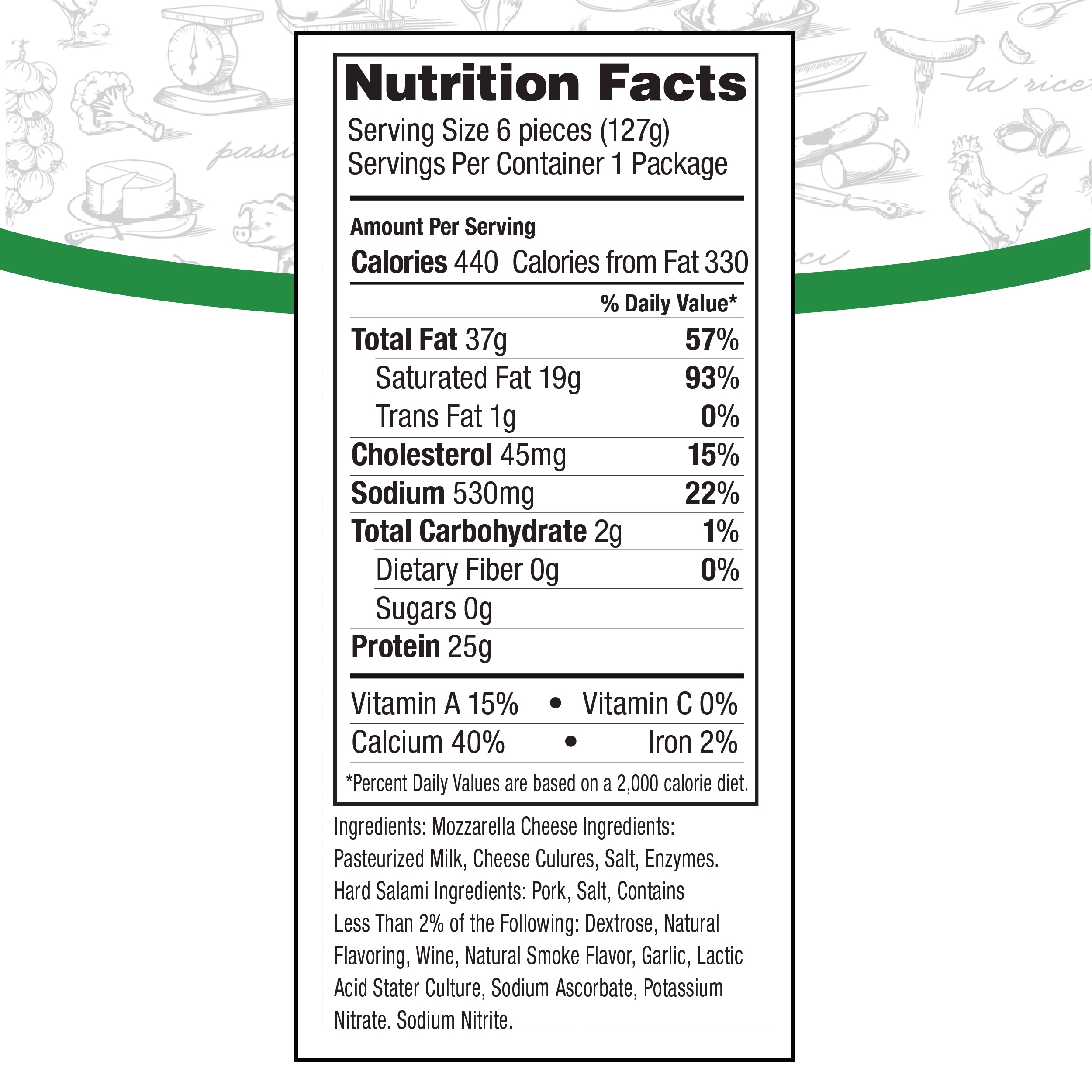 Fiorucci Hard Salami and Mozzarella Cheese Paninos, 4.5 Ounce, 6 Count Resealable Plastic Tray thumbnail 2