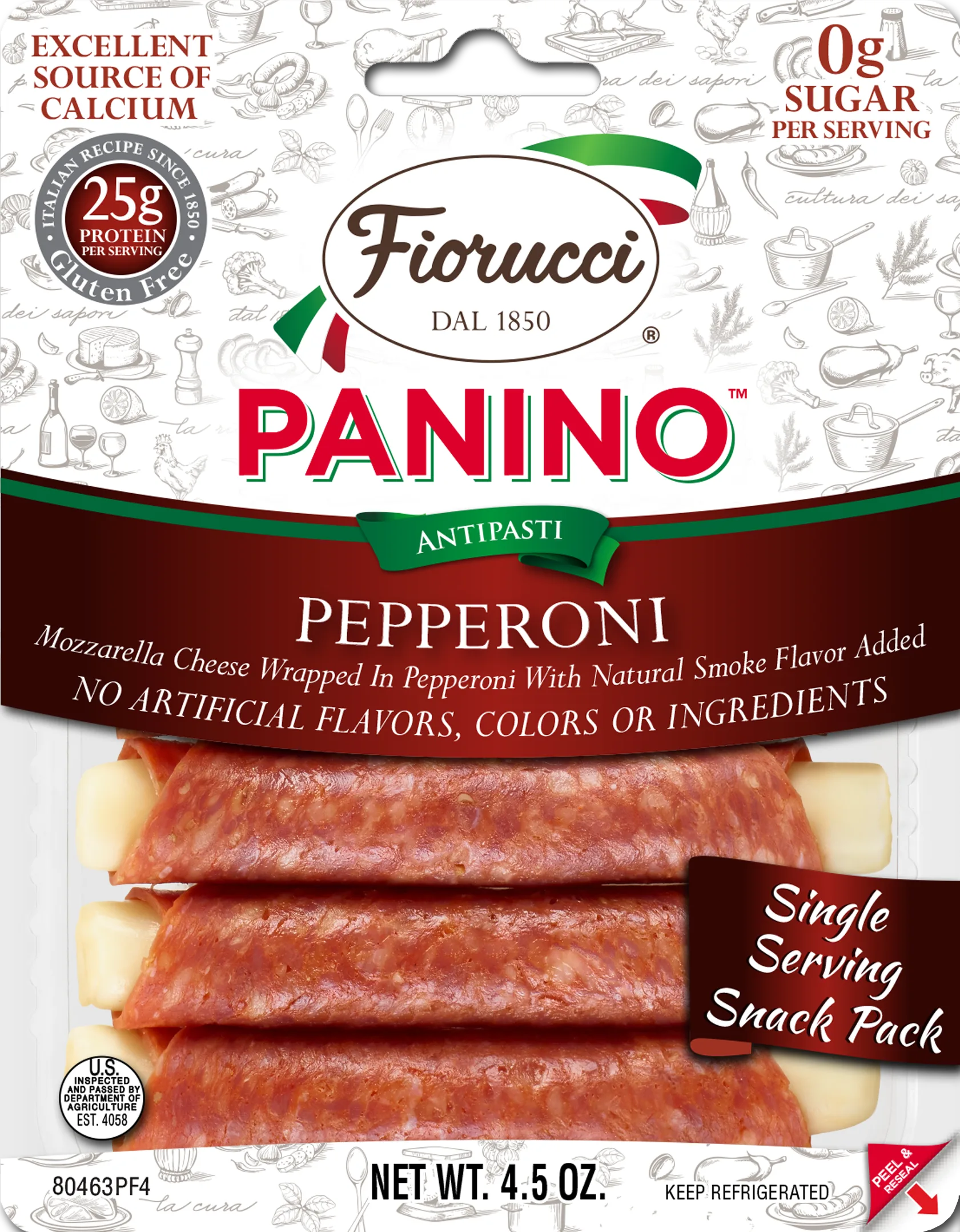 Fiorucci Pepperoni and Mozzarella Panino Tray, 4.5 oz., 6 Count