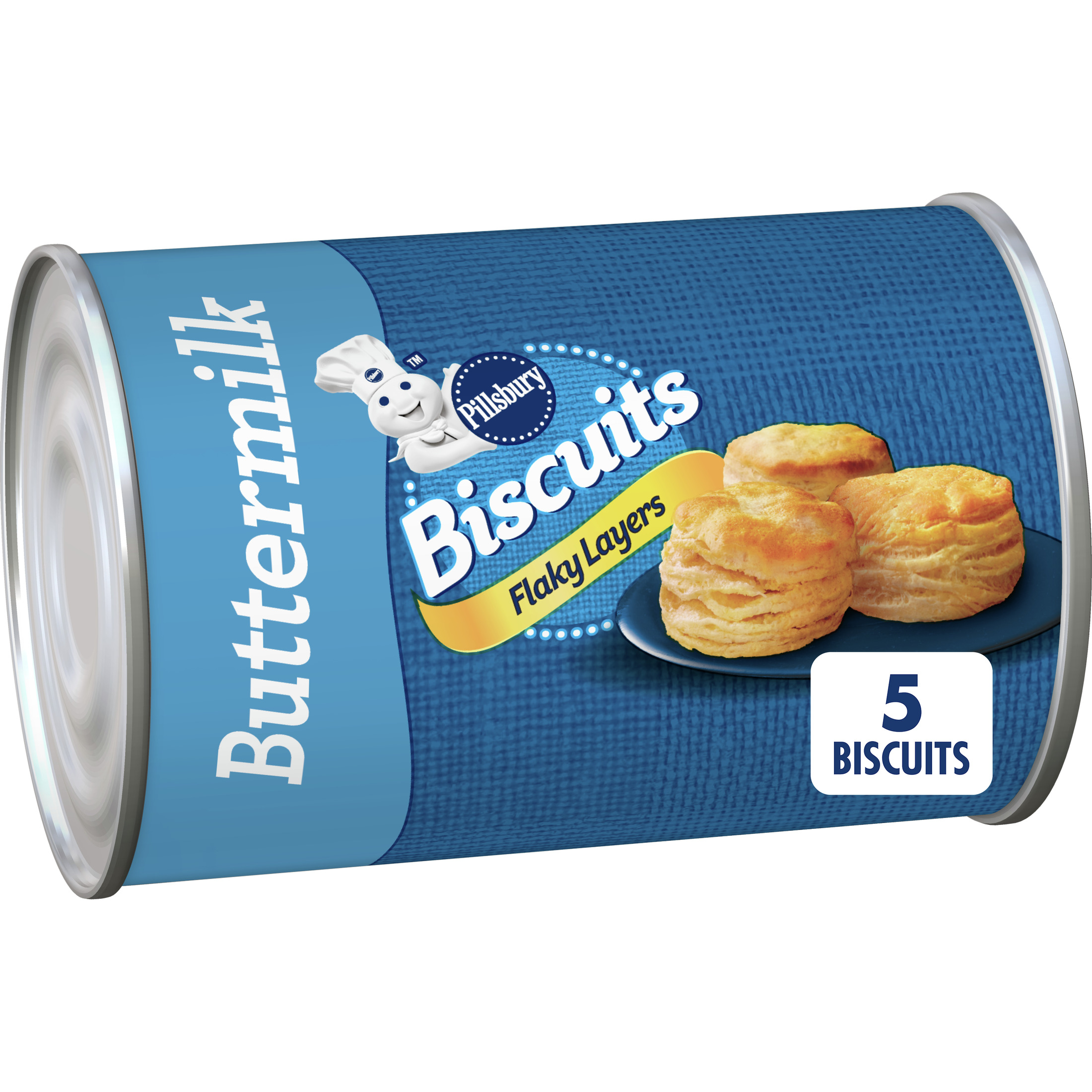 Pillsbury Flaky Layers Refrigerated Buttermilk Biscuits, 5 Ct, 6 oz