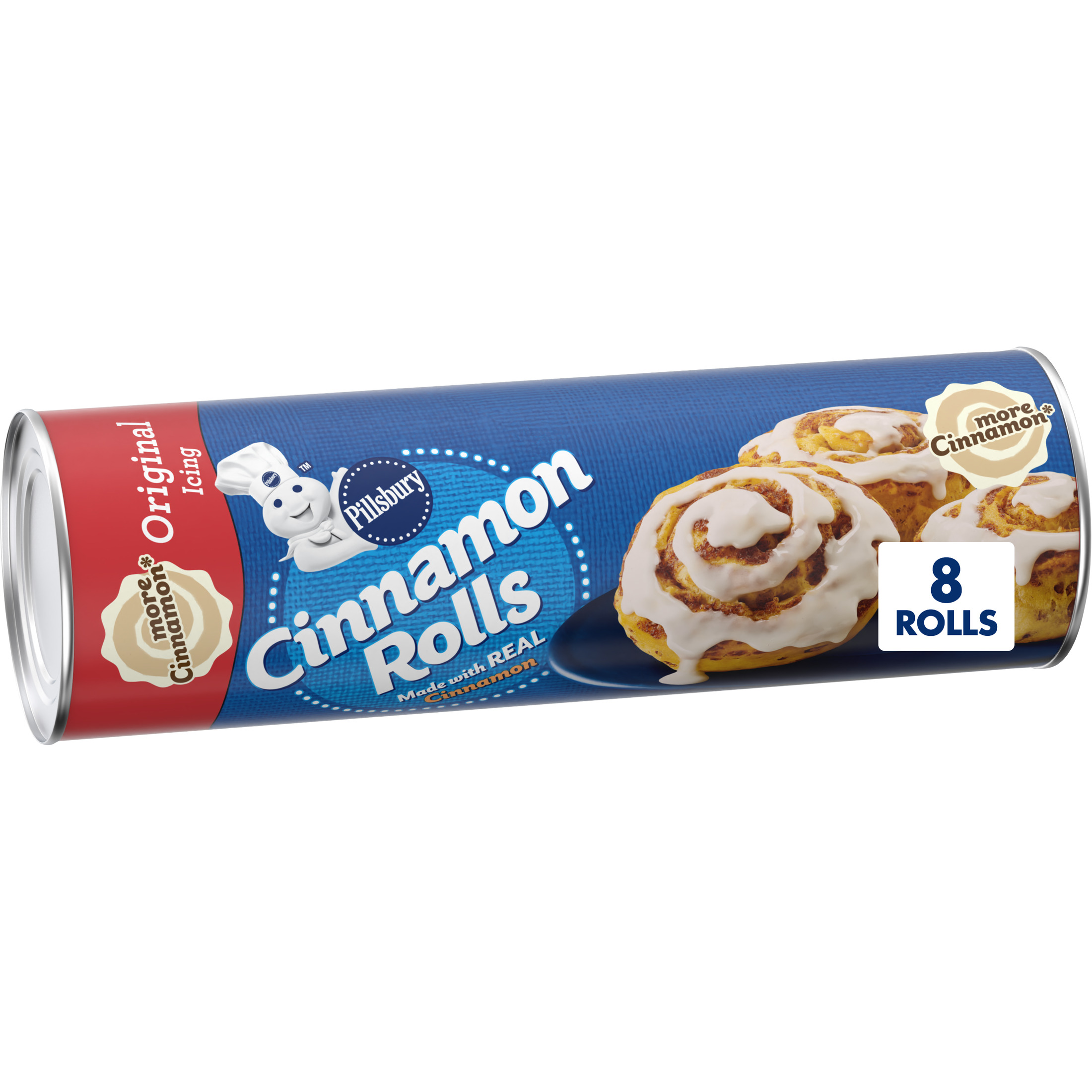 Pillsbury Cinnamon Rolls with Original Icing, Canned Pastry Dough, 8 Rolls, 12.4 oz thumbnail 2