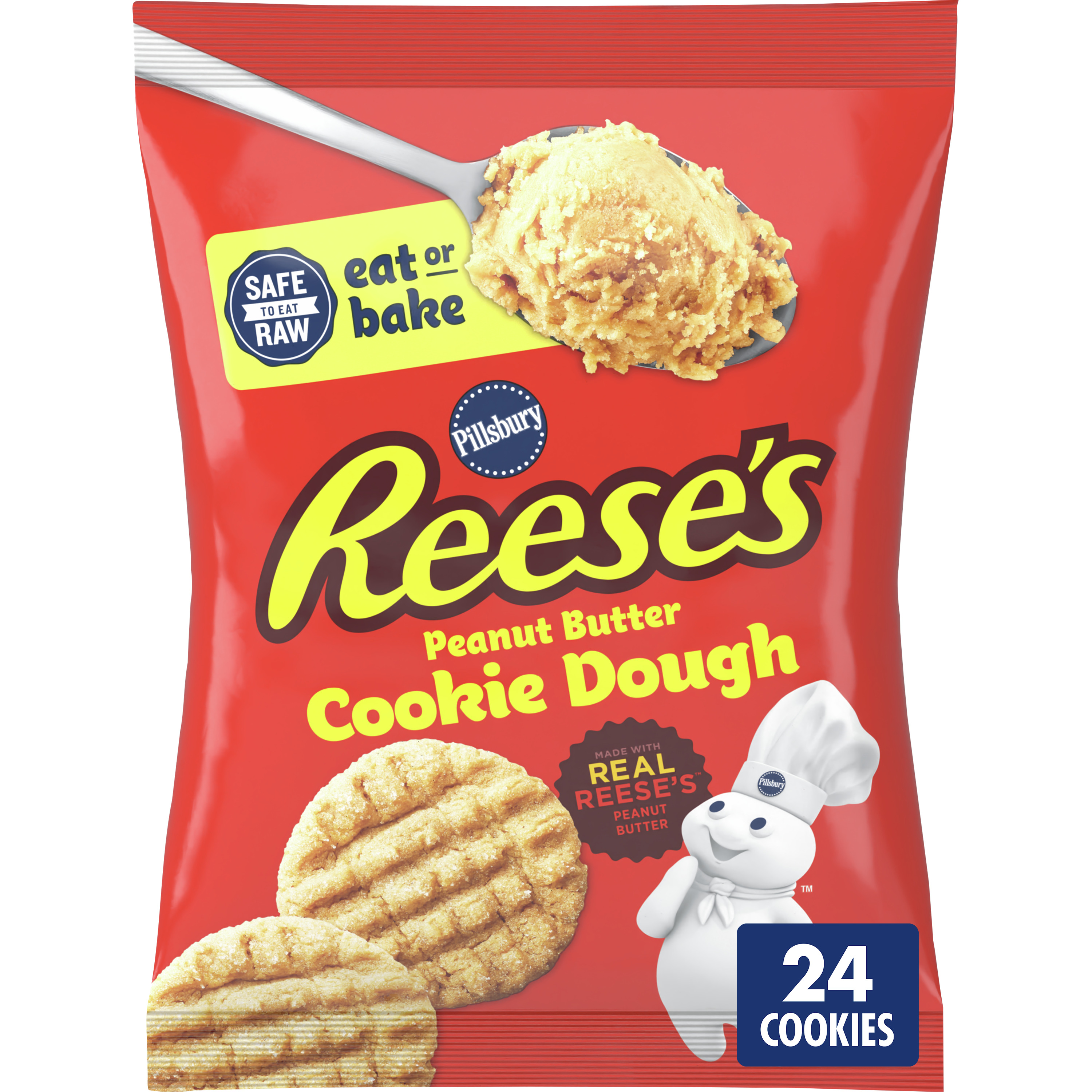 Pillsbury Ready To Bake Refrigerated Cookie Dough, Reese's Peanut Butter, 24 Cookies thumbnail 2