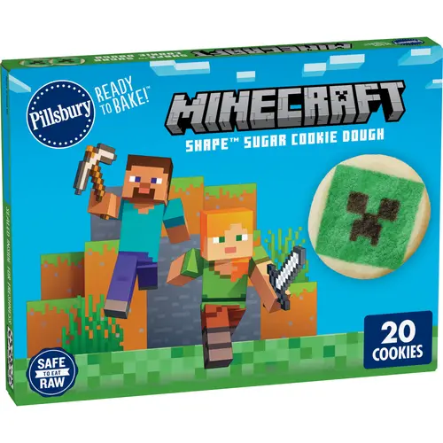 Pillsbury Ready to Bake Minecraft Shape Sugar Cookie Dough, 20 Pre-Cut Cookies, 9.1 oz thumbnail 2