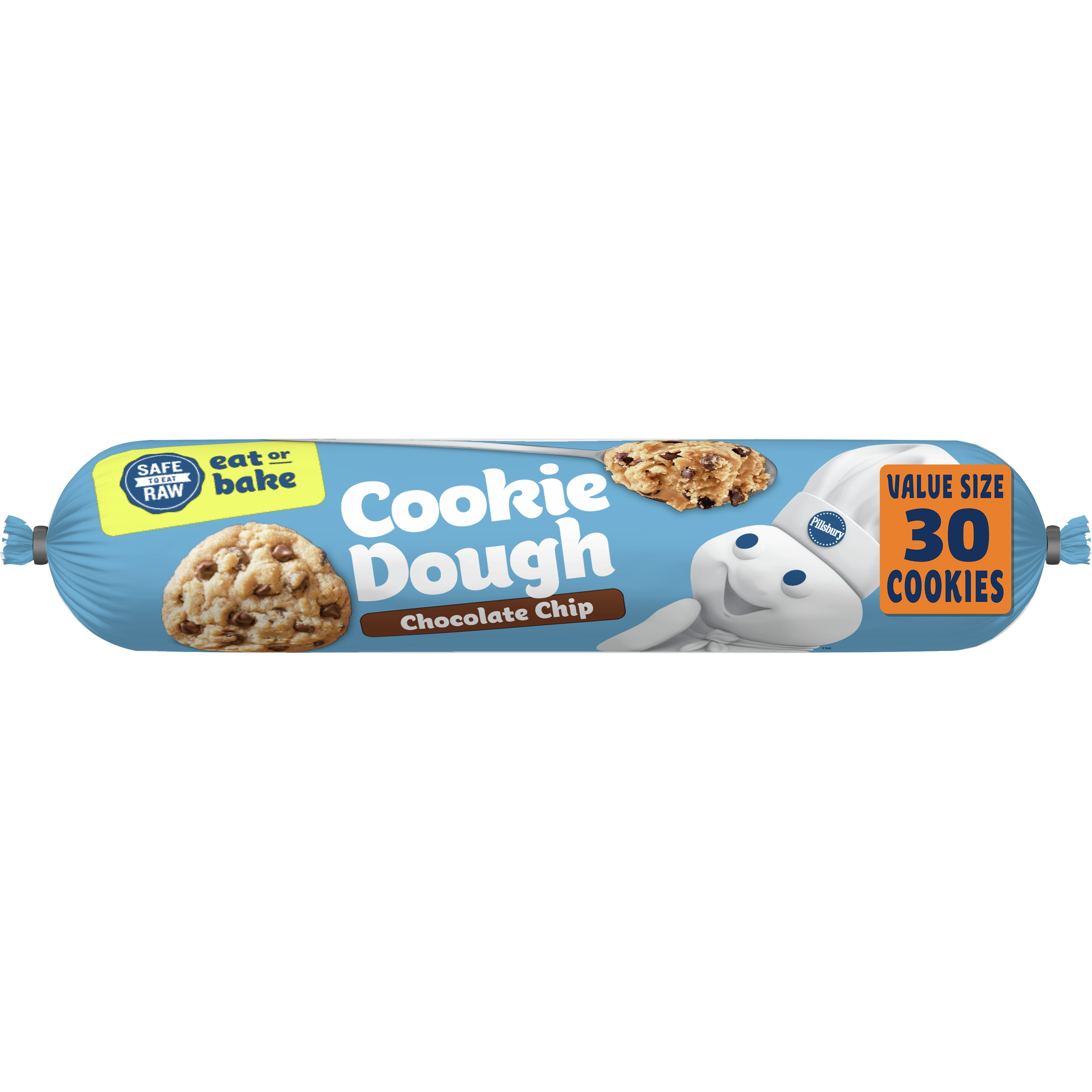 Pillsbury Ready To Bake Chocolate Chip Cookie Dough, Value Size, 30 oz