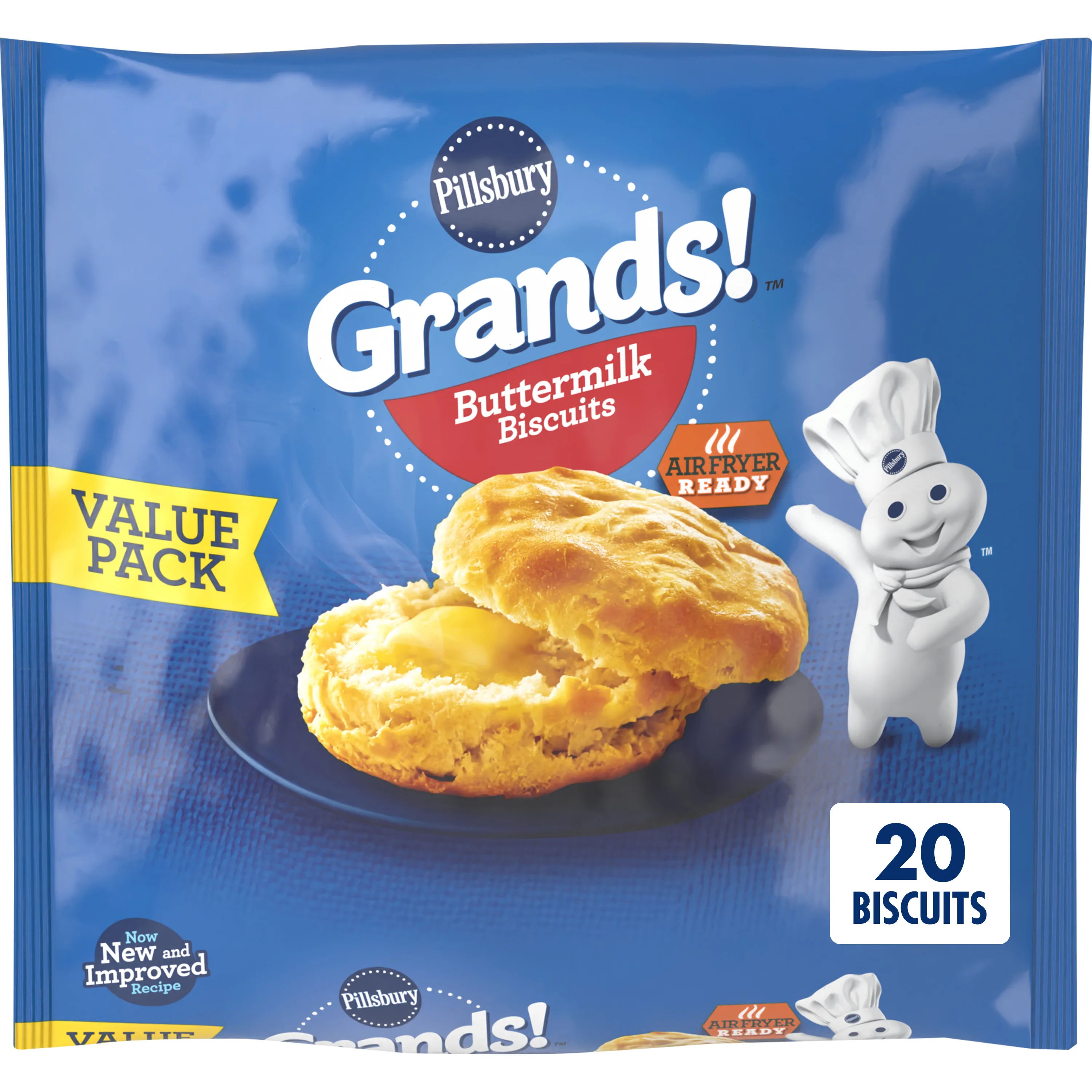 Pillsbury Grands! Buttermilk Biscuits Frozen Dough, Value Pack, 20 ct., 41.6 oz.