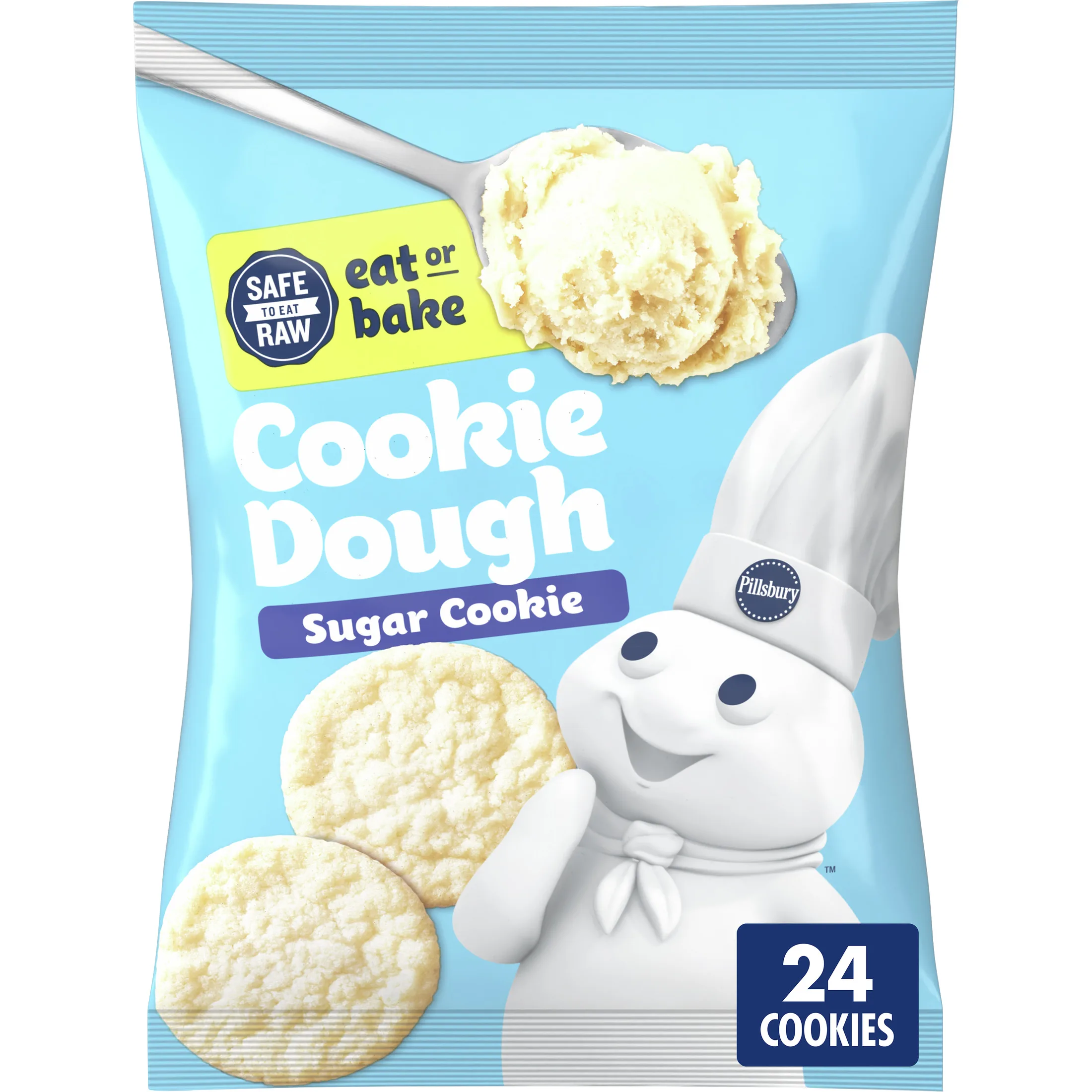 Pillsbury Ready To Bake Refrigerated Cookie Dough, Sugar Cookie, 24 Cookies, 16 oz