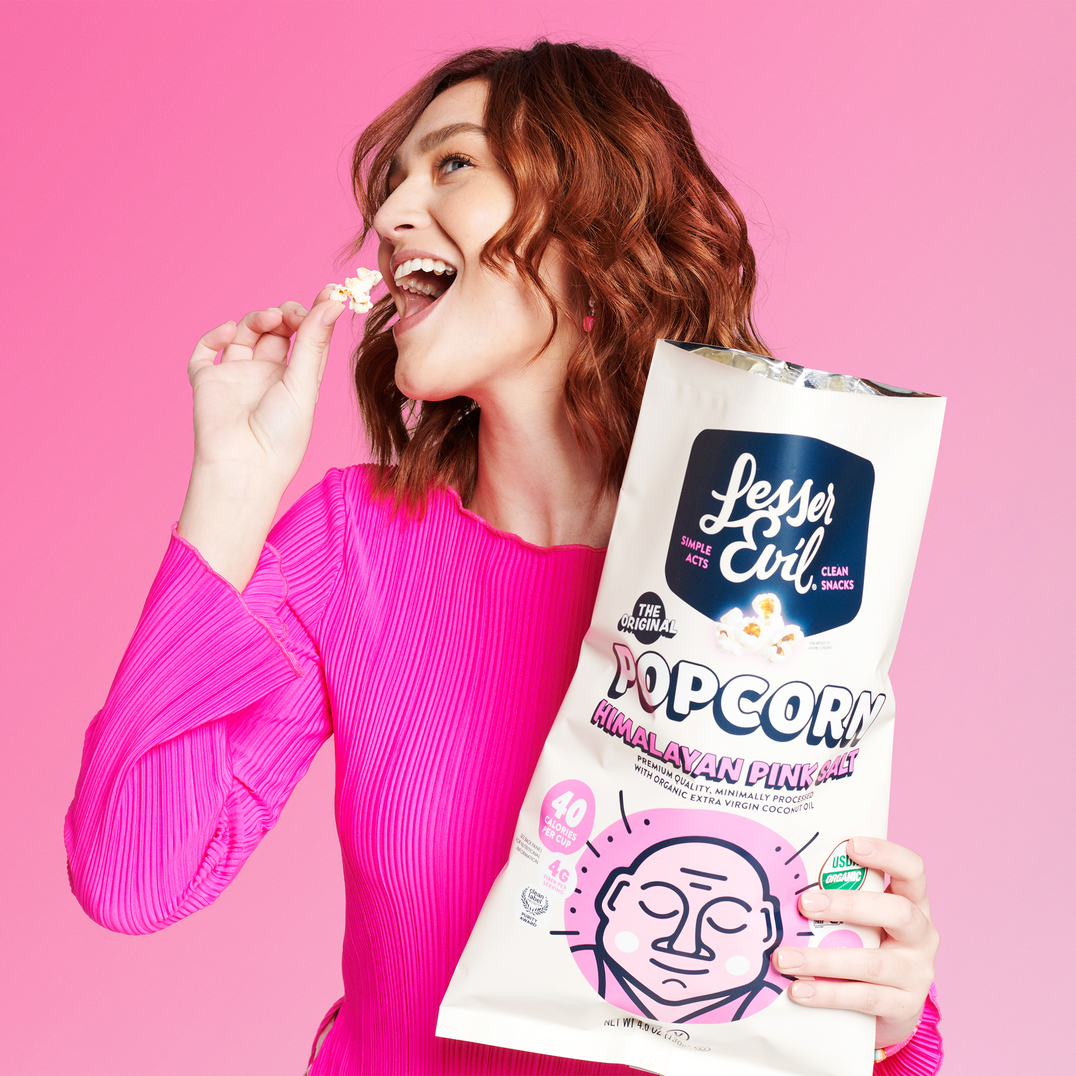 LesserEvil Organic Popcorn, Himalayan Pink, 4.6 oz thumbnail 4