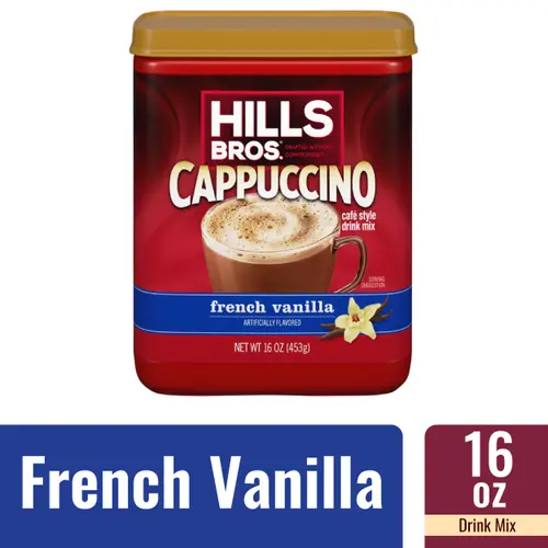 Hills Bros. French Vanilla Cappuccino Instant Coffee Mix, 16 Ounce Canister thumbnail 2