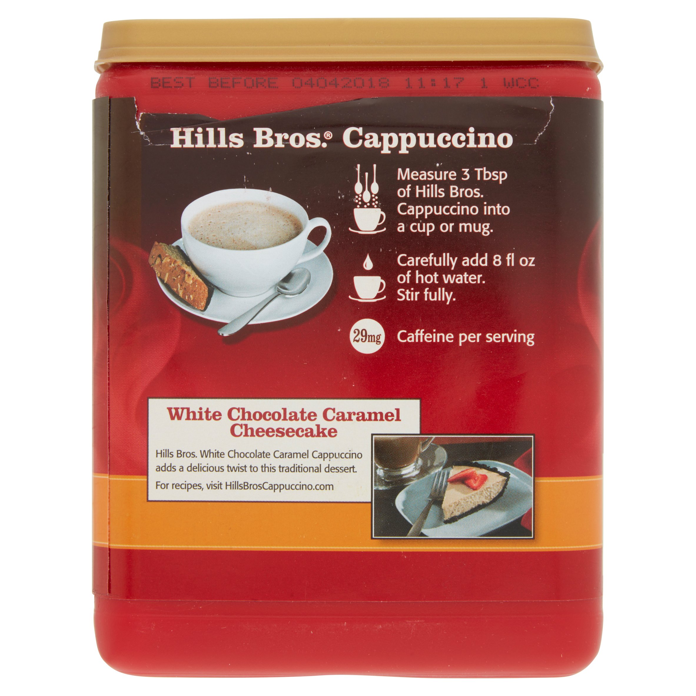 Hills Bros. White Chocolate Caramel Cappuccino Instant Coffee Mix, 16 Ounce Canister thumbnail 4