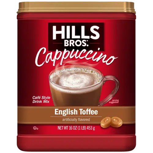 Hills Bros. English Toffee Cappuccino Instant Coffee Mix, 16 Ounce Canister thumbnail 3