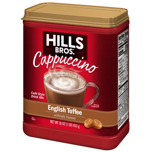 Hills Bros. English Toffee Cappuccino Instant Coffee Mix, 16 Ounce Canister thumbnail 4