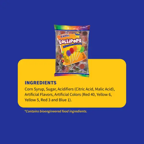 Canel's Fiesta Pop Hard Candy Lollipops, Assorted Fruit Flavors, 100 Ct thumbnail 3