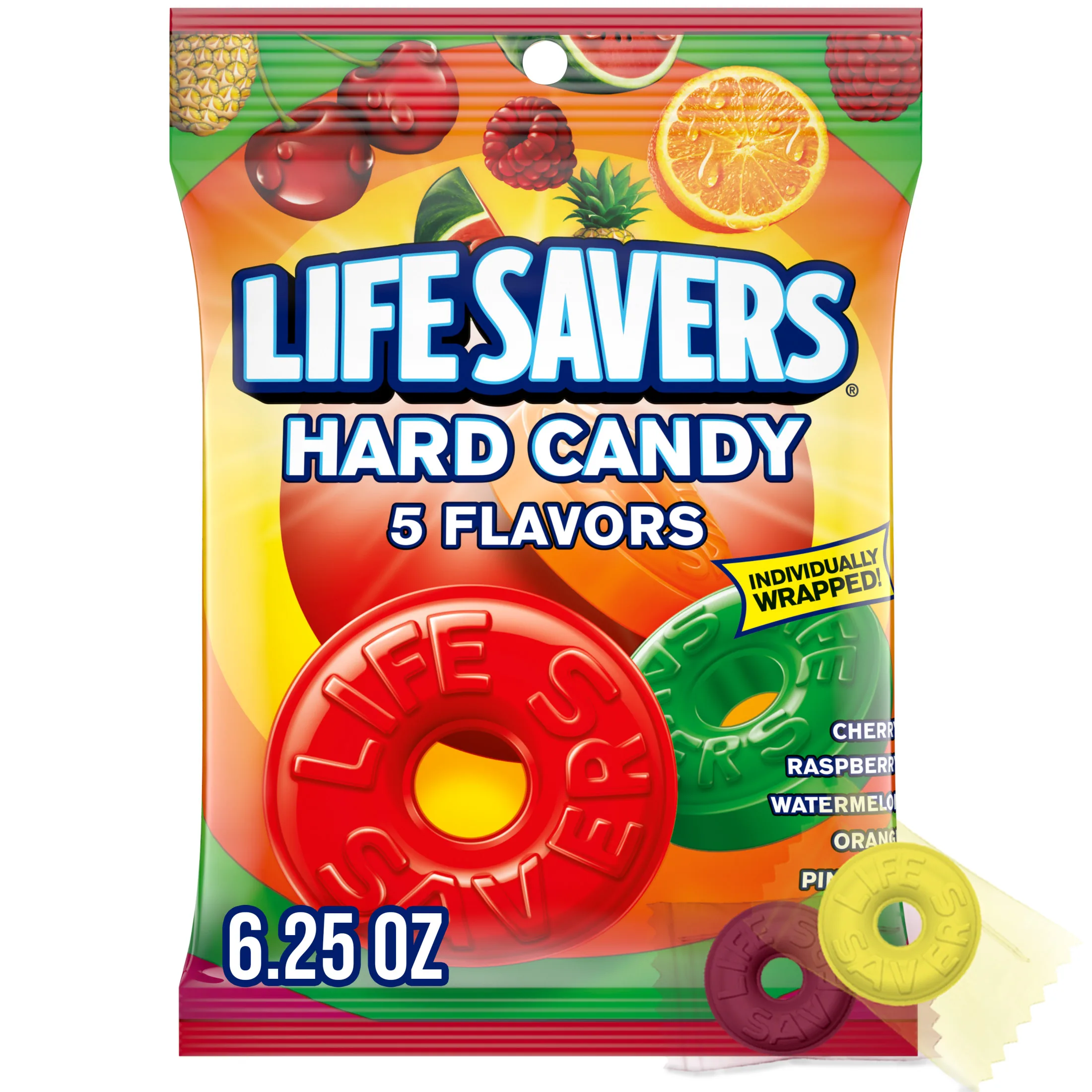 Life Savers 5 Flavors Hard Candy Individually Wrapped Fruit Candies - 6.25 oz Bag
