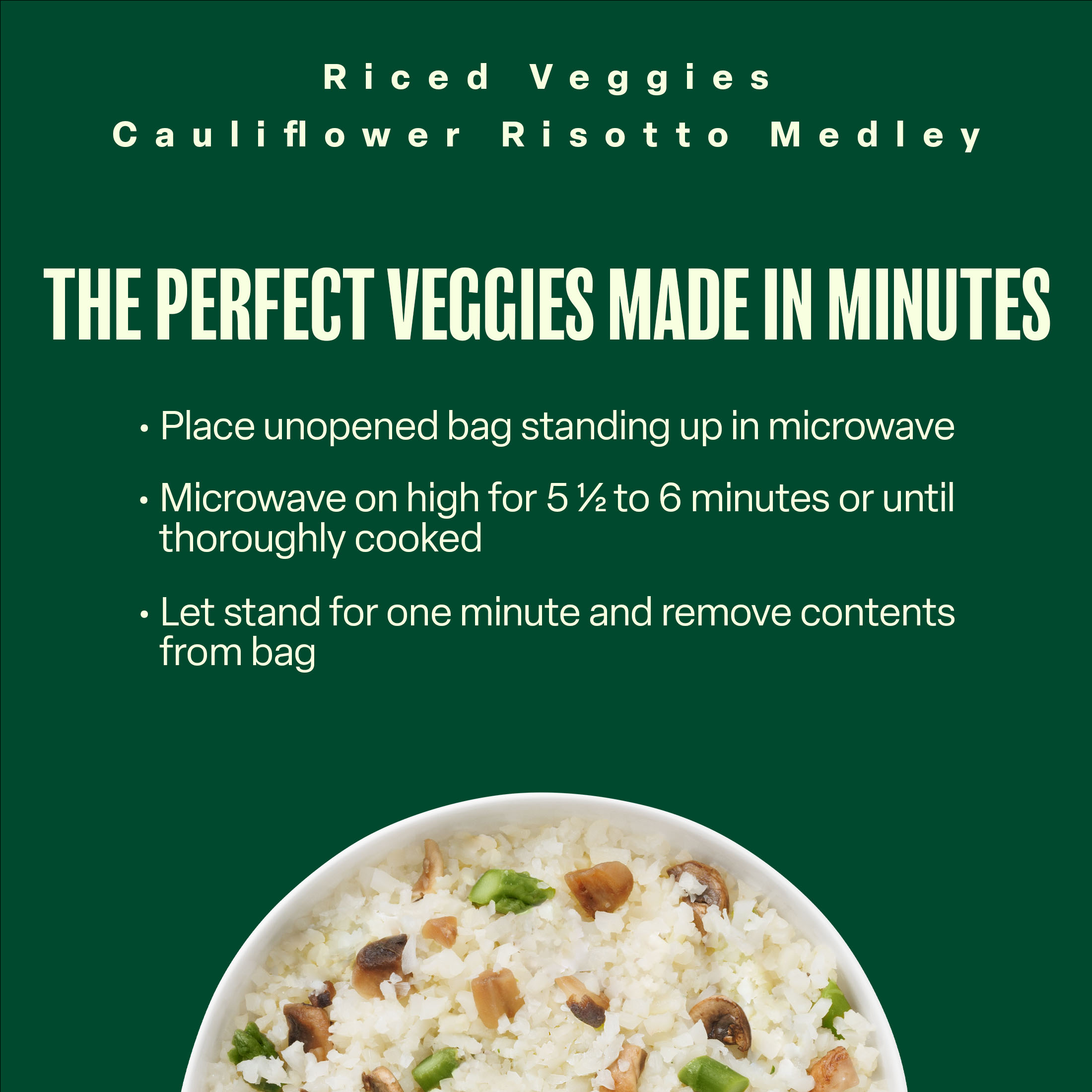 Green Giant Riced Veggies Cauliflower Risotto Medley, Gluten Free, 10 oz Bag (Frozen Vegetables) thumbnail 3