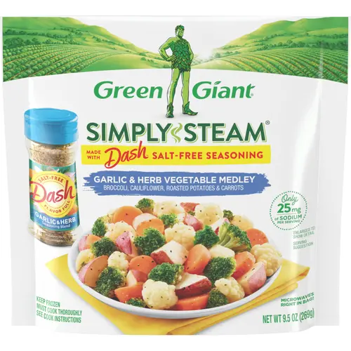 Green Giant Simply Steam Garlic & Herb Vegetable Medley, Salt Free, 9.5 oz (Frozen)