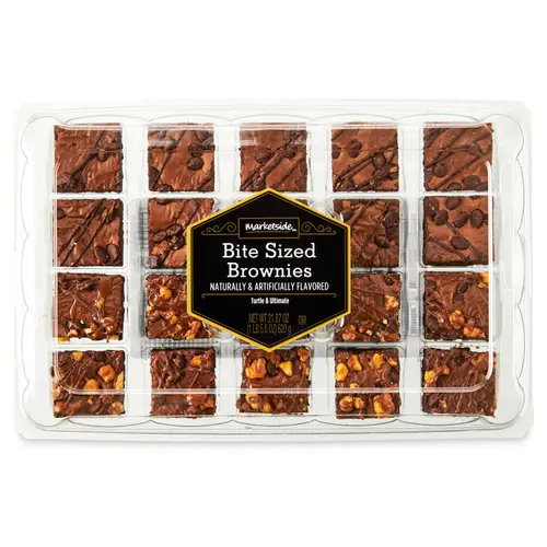 Marketside Bite Sized Turtle & Ultimate Chocolate Brownies, 21.87 oz, 20 Count, Shelf-Stable, Baked, Fudgy