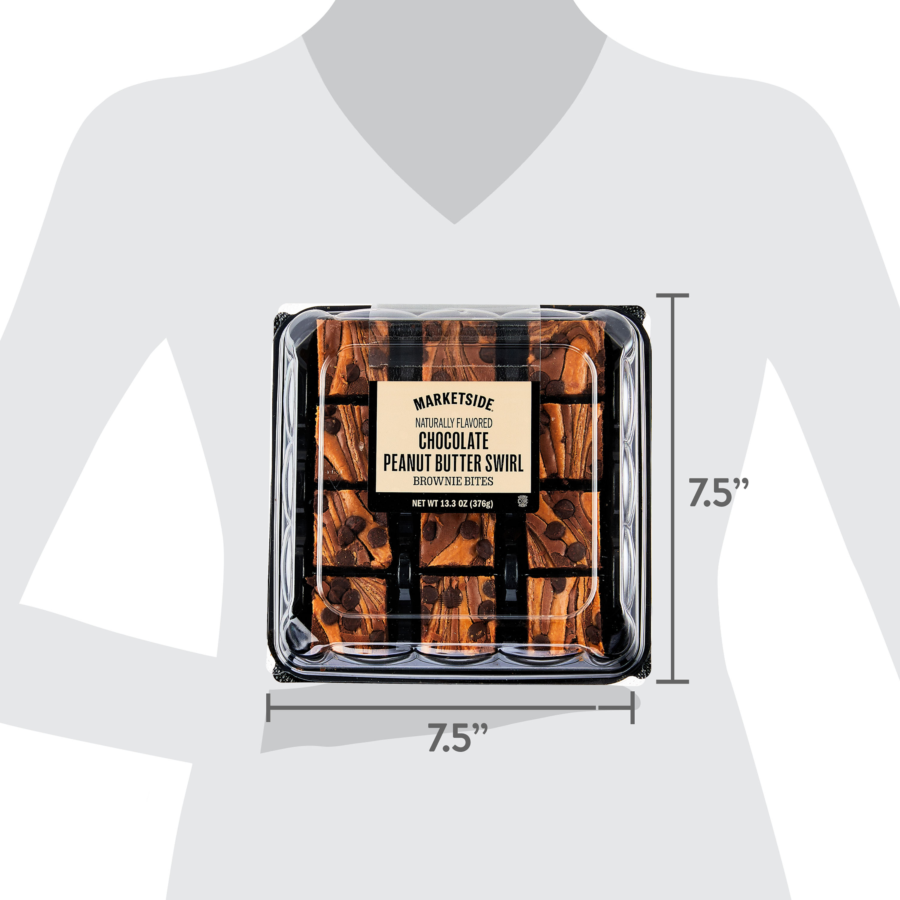 Marketside Bite Sized Chocolate Peanut Butter Swirl Brownies, 13.3 oz, 12 Count, Shelf-Stable, Baked thumbnail 4