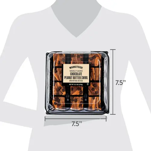 Marketside Bite Sized Chocolate Peanut Butter Swirl Brownies, 13.3 oz, 12 Count, Shelf-Stable, Baked thumbnail 4