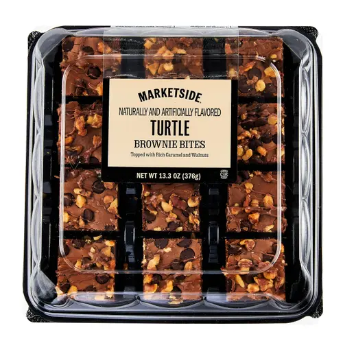 Marketside Bite Sized Turtle Chocolate Brownies, 13.3 oz, 12 Count, Shelf-Stable