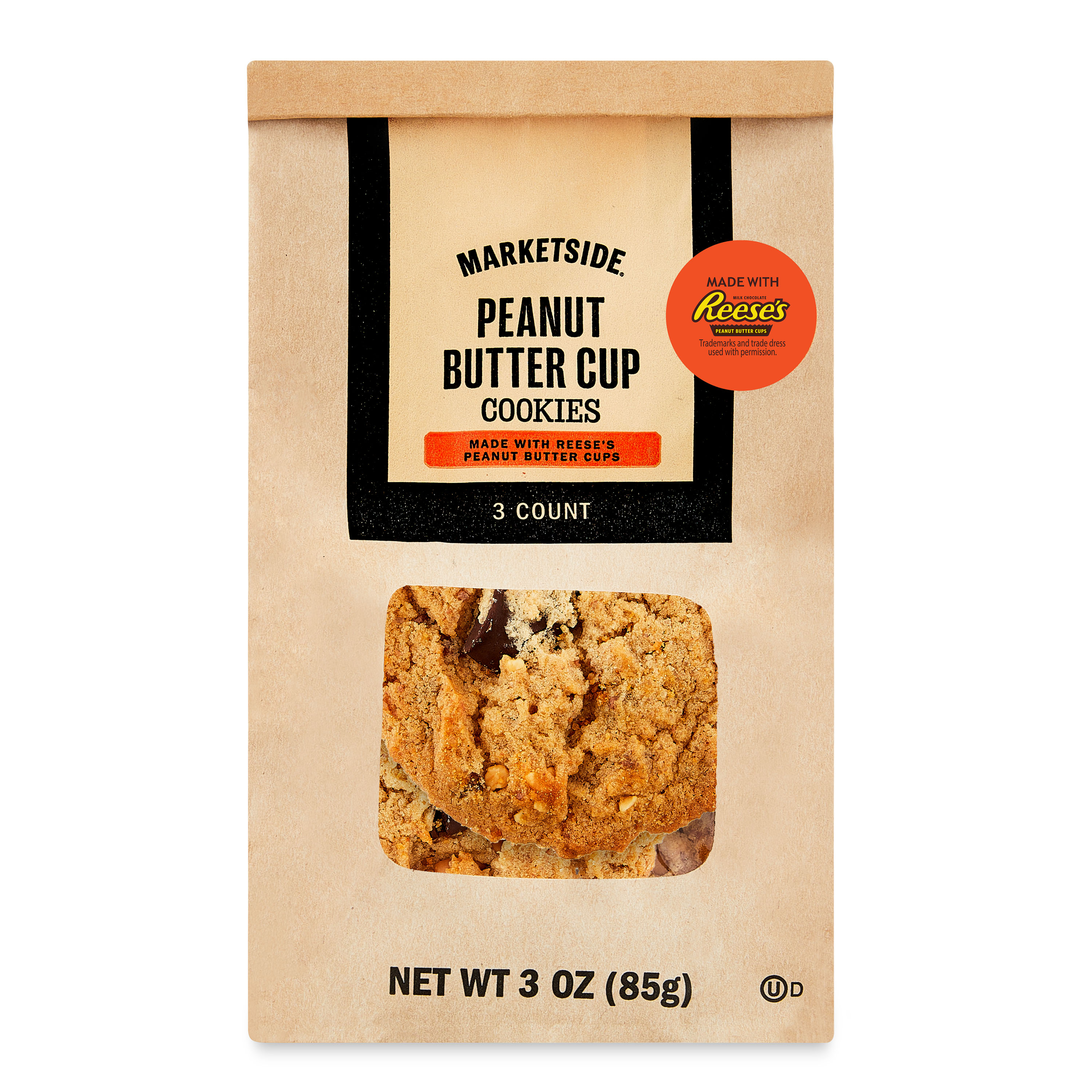 Marketside Peanut Butter Cup Baked Cookies Made with Reese's Peanut Butter Cups, 3 oz, 3 Count