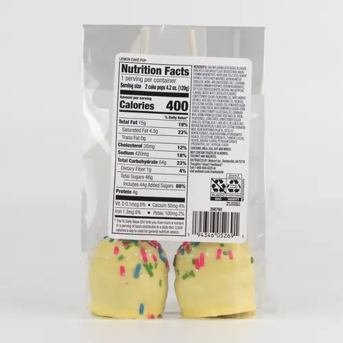 Marketside Lemon Cake Pops, Ready to Eat, 2 Count per Pack thumbnail 2