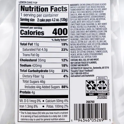 Marketside Lemon Cake Pops, Ready to Eat, 2 Count per Pack thumbnail 3