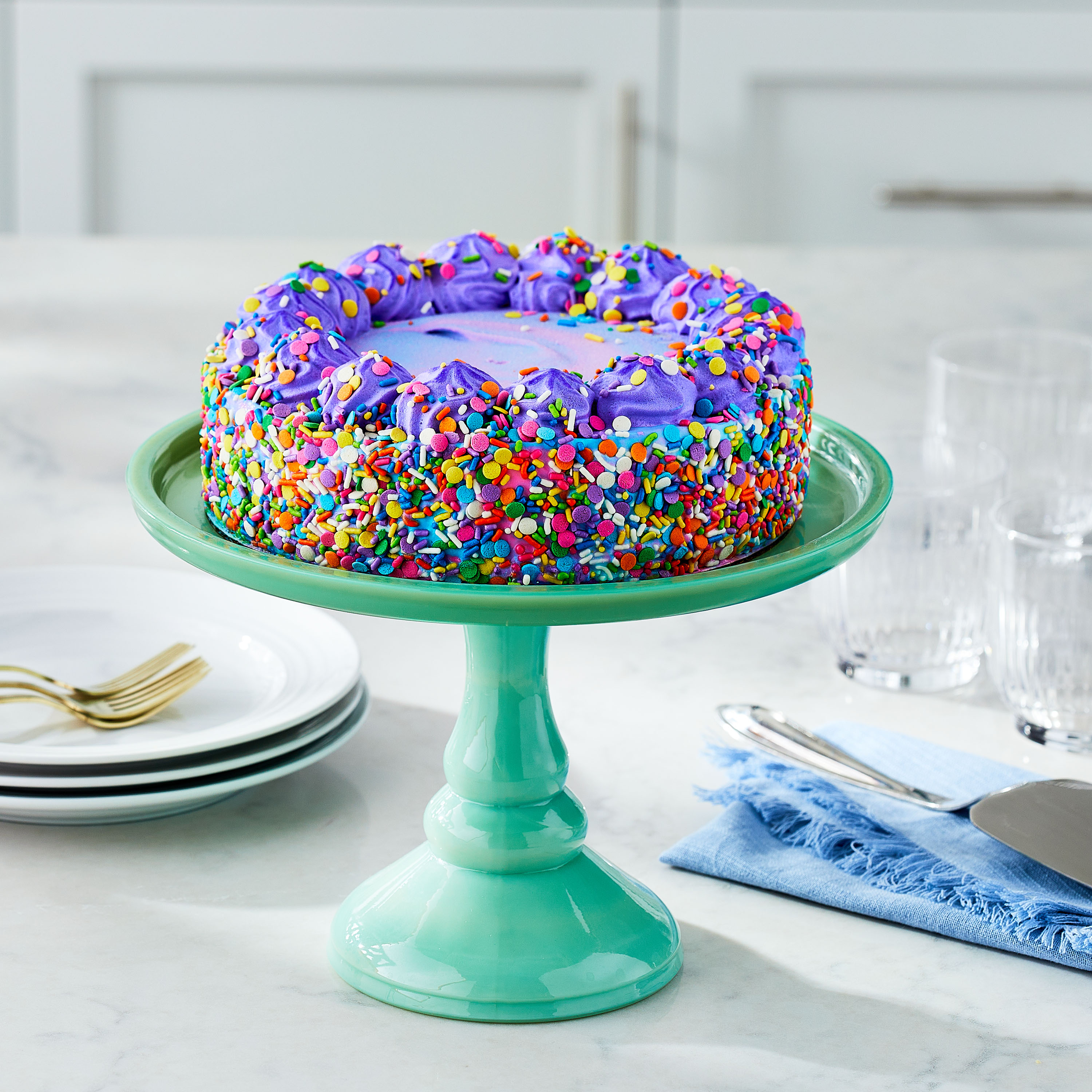 Marketside Unicorn Ice Cream Cake, White Cake and Cake Batter Ice Cream, Serves 12, 30oz thumbnail 2