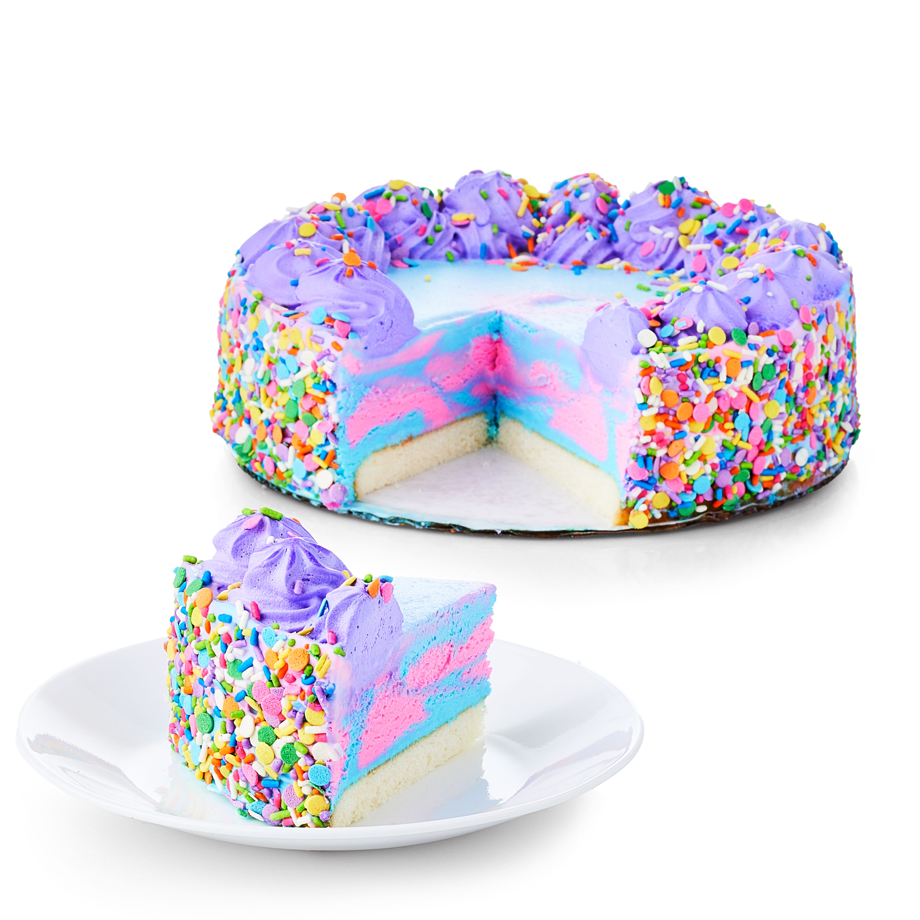 Marketside Unicorn Ice Cream Cake, White Cake and Cake Batter Ice Cream, Serves 12, 30oz thumbnail 3