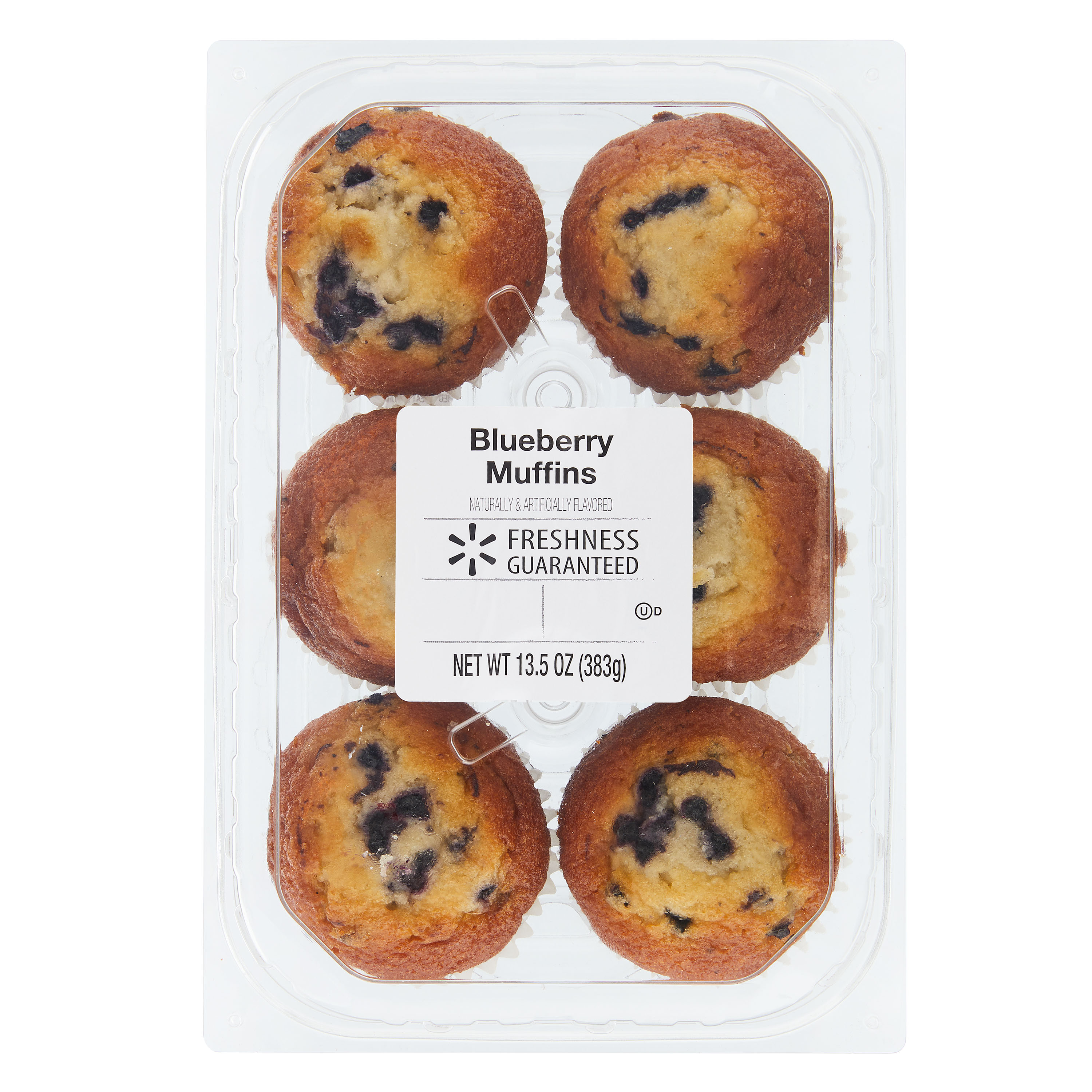 Freshness Guaranteed Blueberry Muffins, 13.5 oz Clamshell, 6 Count