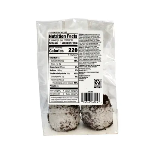 Marketside Cookies & Cream Flavored Cake Pops, Ready to Eat, 2 Count per Pack thumbnail 3