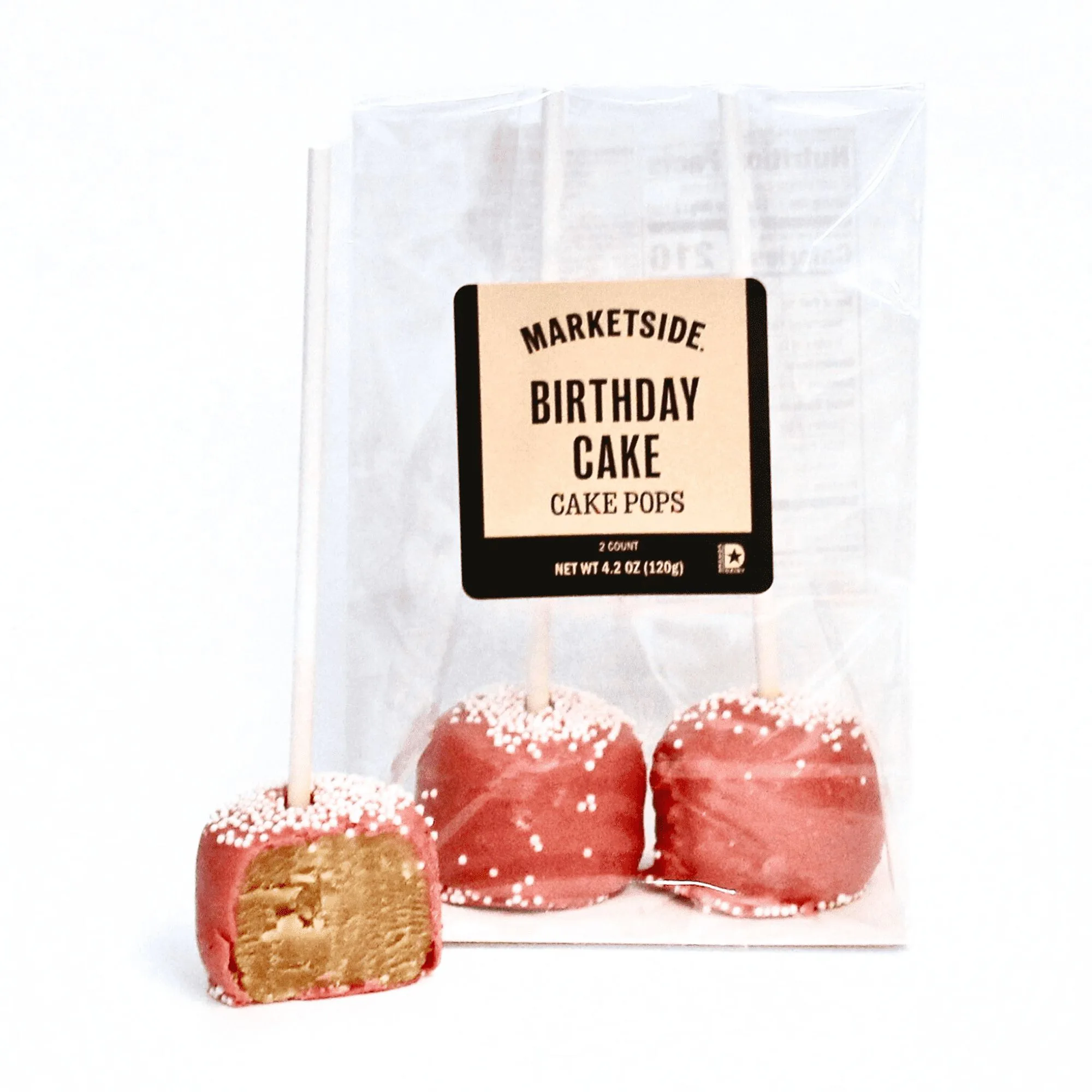 Marketside Birthday Cake Flavored Cake Pops, Ready to Eat, 2 Count per Pack