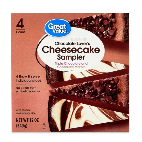 Great Value Chocolate Lovers Cheesecake Sampler, 12 oz, 4 Slices