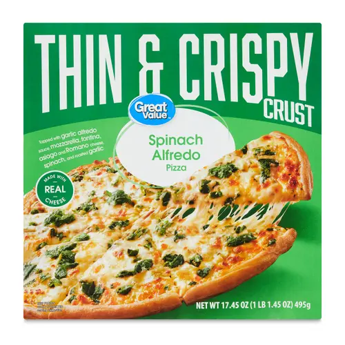 Great Value Thin and Crispy Crust Spinach Alfredo Pizza, 17.45 oz (Frozen)