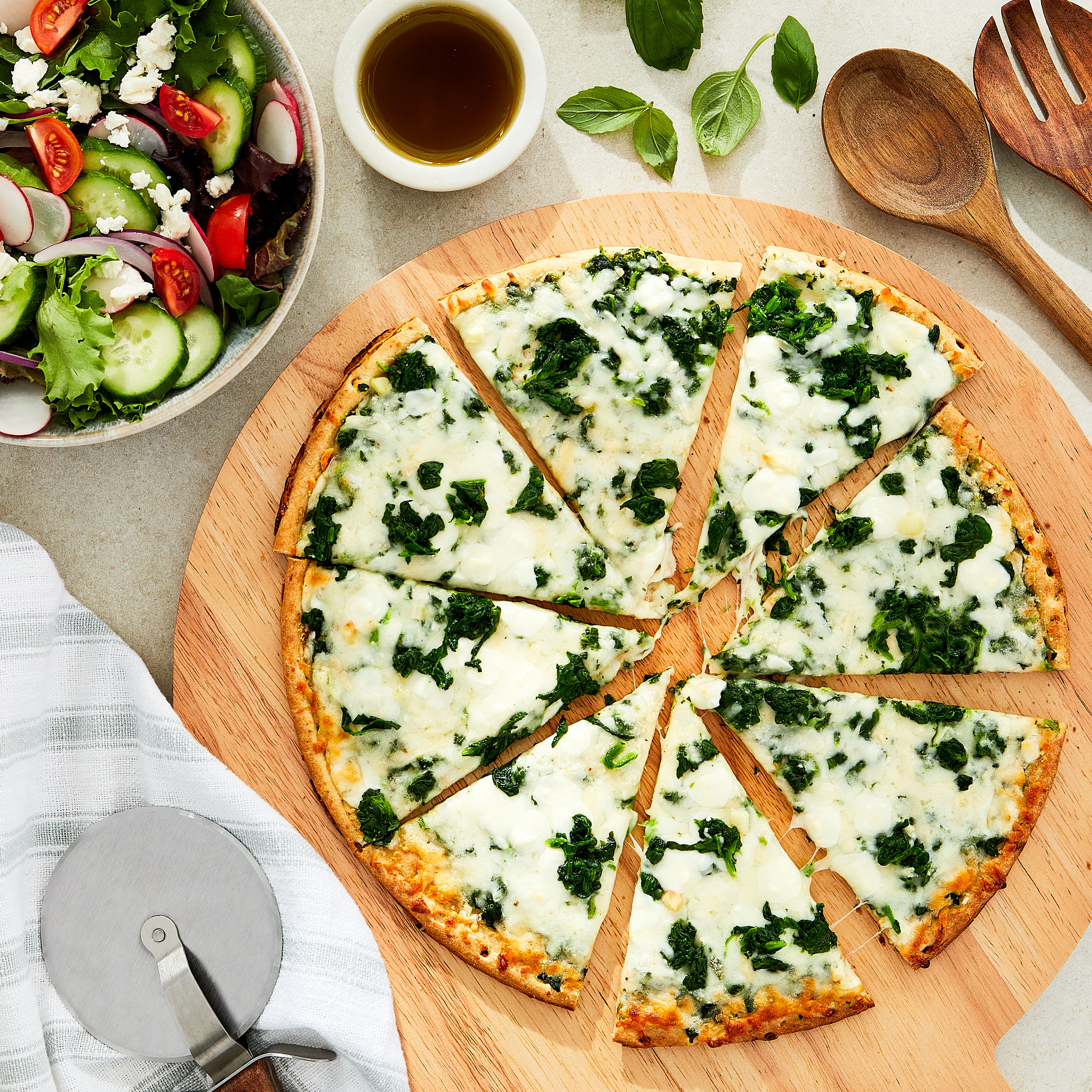 Great Value Thin and Crispy Crust Spinach Alfredo Pizza, 17.45 oz (Frozen) thumbnail 2