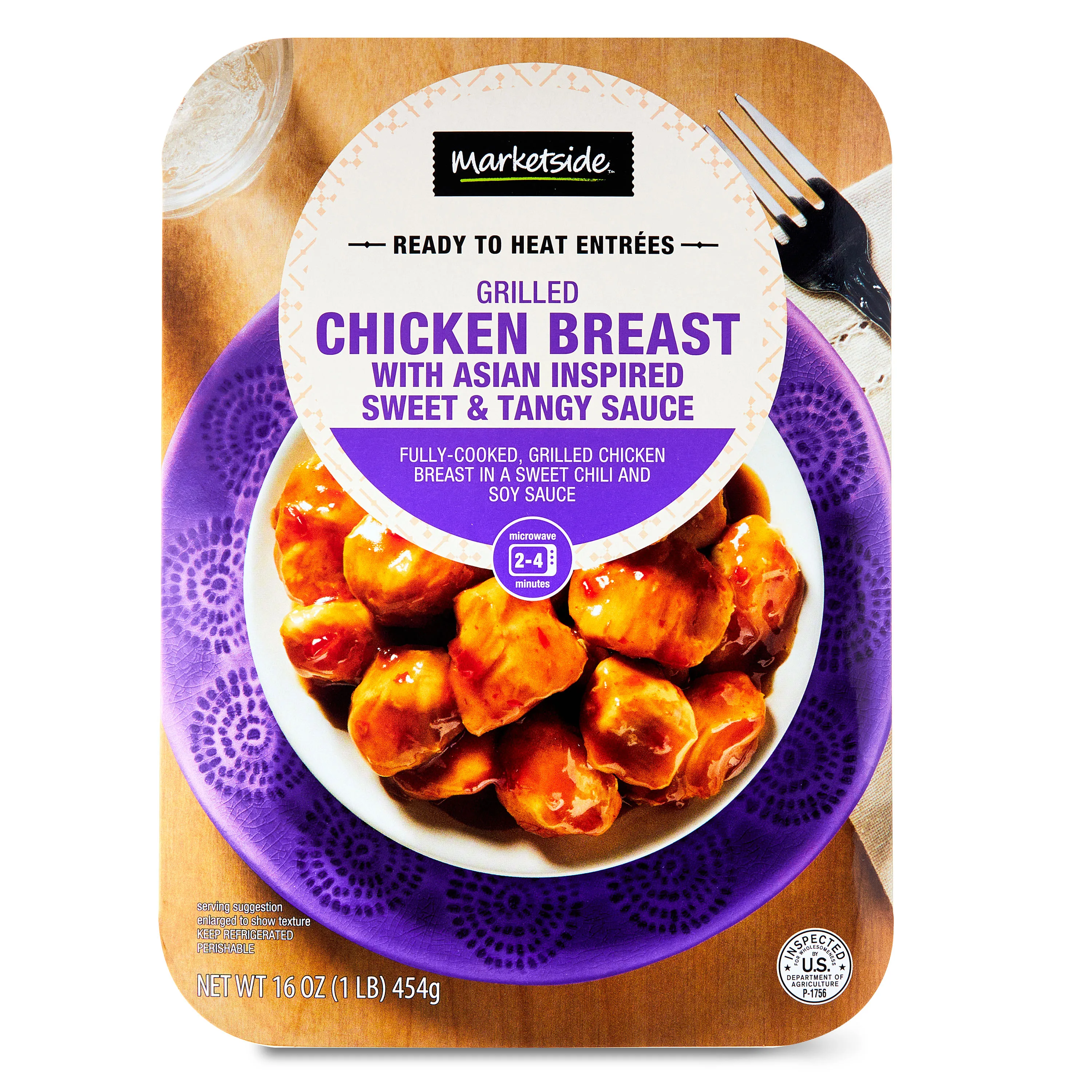 Marketside Ready To Heat Grilled Chicken Breast with Asian Inspired Sweet & Tangy Sauce Entree, 16 oz