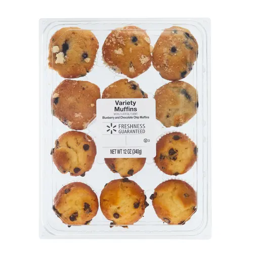Freshness Guaranteed Variety Mini Muffins, 12 oz Clamshell, 12 Count (Shelf Stable, Ambient)