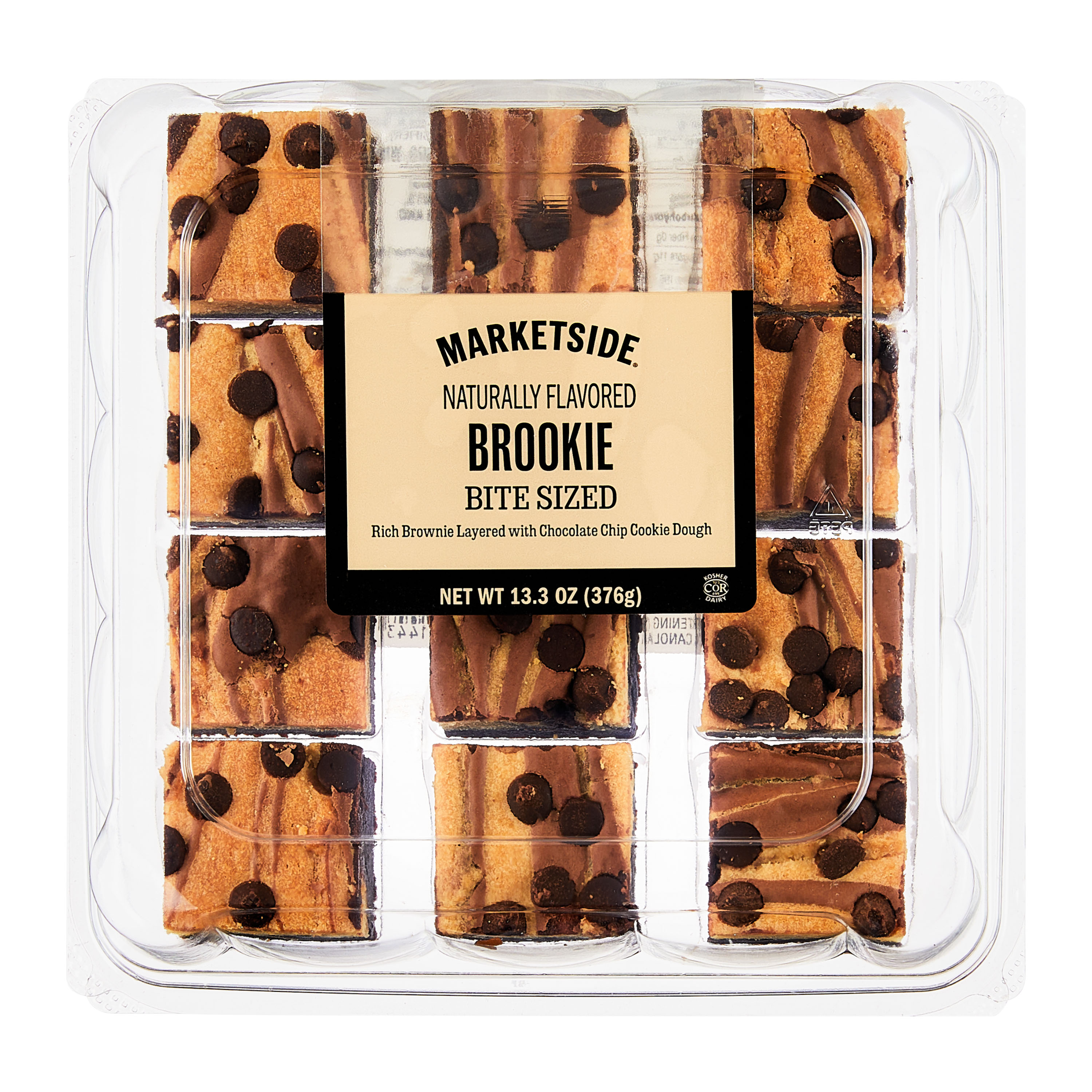 Marketside Bite Sized Brookie Chocolate Brownie Squares, 13.3 oz, 12 Count, Shelf-Stable, Soft, Chocolate Chips