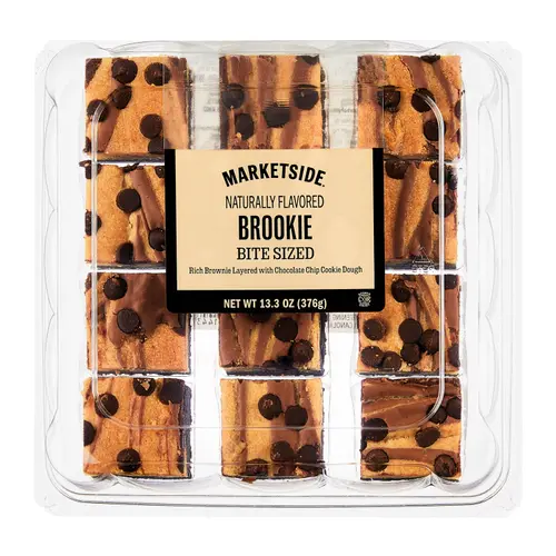 Marketside Bite Sized Brookie Chocolate Brownie Squares, 13.3 oz, 12 Count, Shelf-Stable, Soft, Chocolate Chips