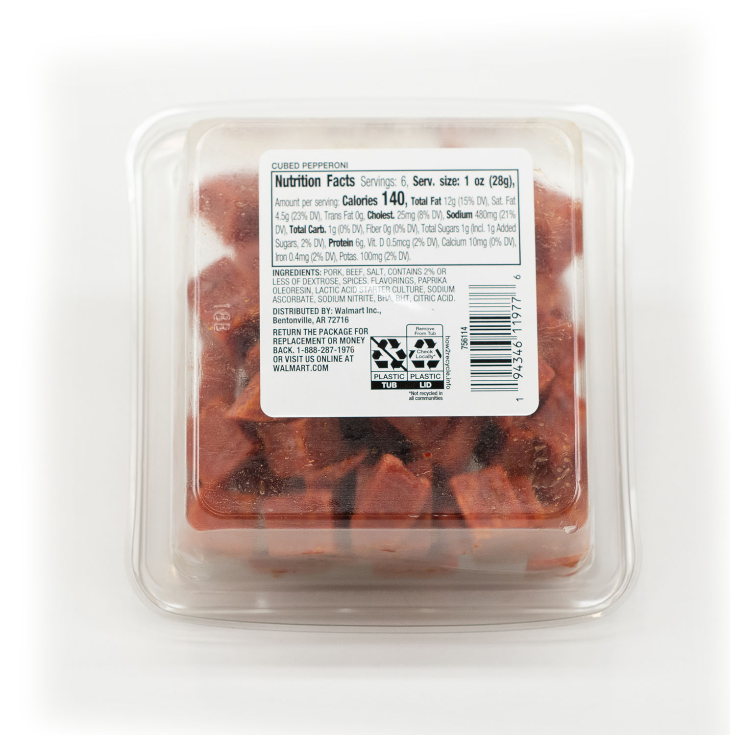 Prima Della Cubed Pepperoni, Serving Size 1oz, 6g Protein per Serving, 6oz Plastic Cup (Refrigerated) thumbnail 2