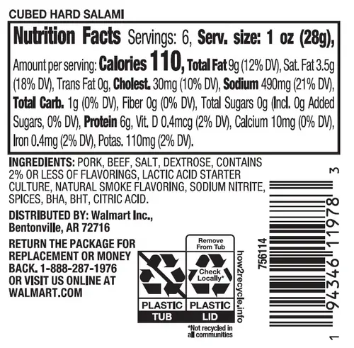 Prima Della Cubed Hard Salami, Serving Size 1oz, 6g Protein per Serving, 6oz Plastic Cup (Cubed, Refrigerated) thumbnail 4