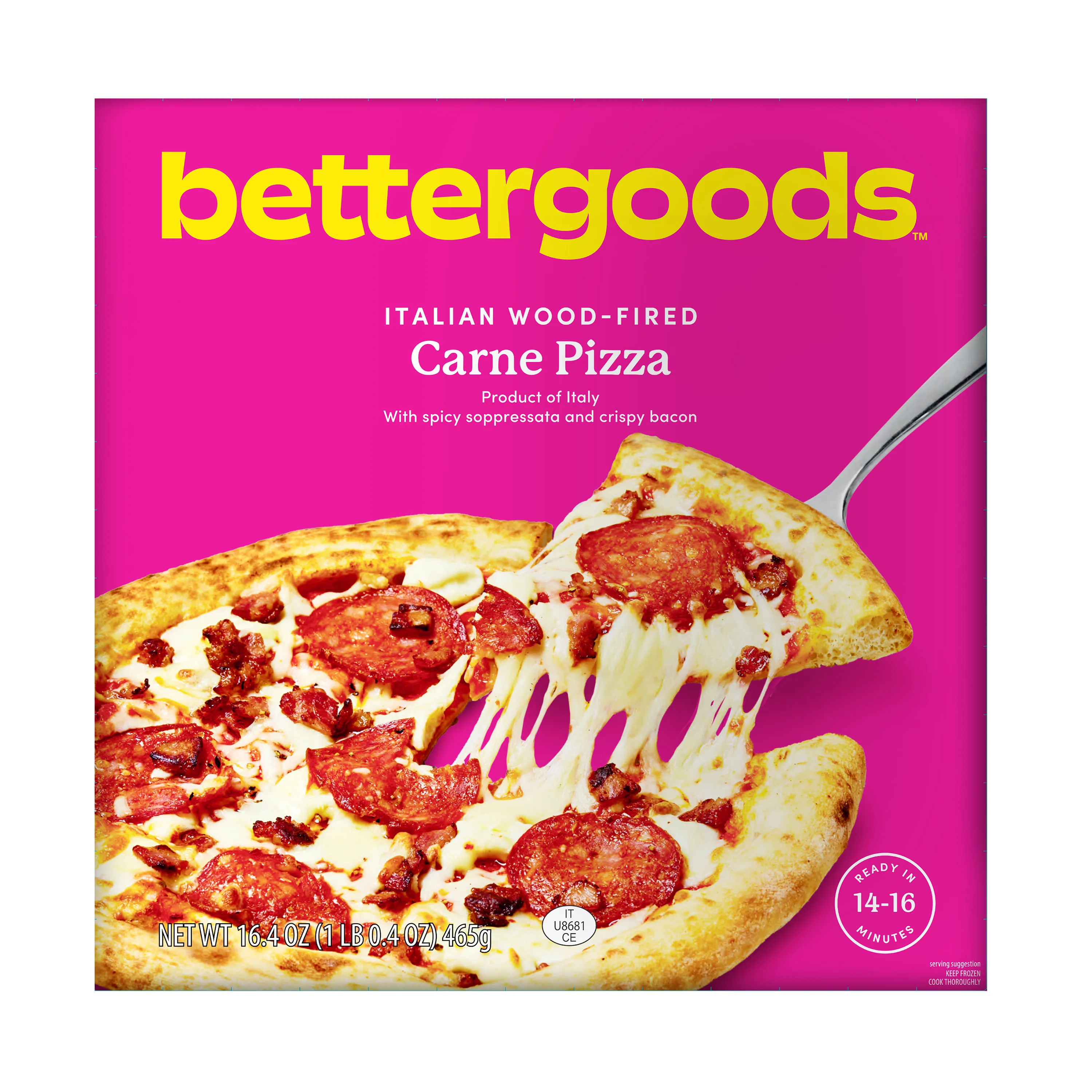 bettergoods Italian Wood-Fired Carne Pizza, 16.4 oz (Frozen)