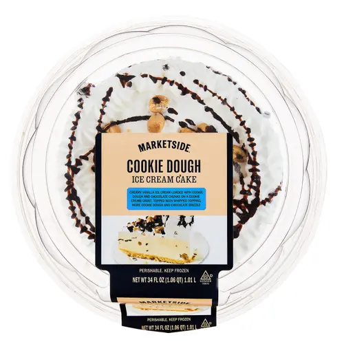 Marketside Cookie Dough Ice Cream Cake, Vanilla Ice Cream with Cookie Dough Pieces and Chocolate Chunks, Whipped Icing, 34 fl oz