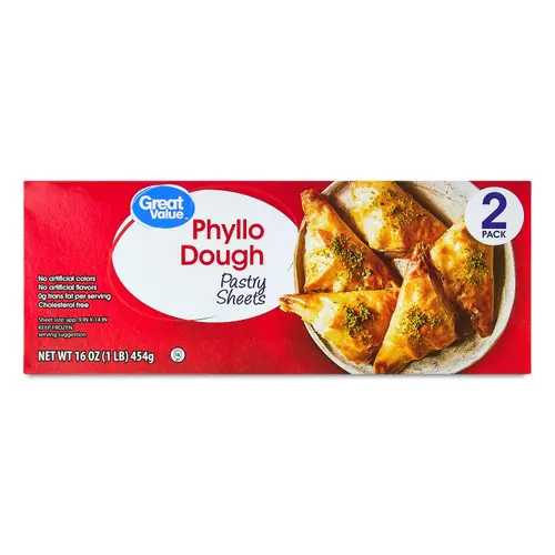 Great Value Phyllo Dough. ALLERGENS NOT CONTAINED Are Peanut, Sesame, Dairy, Egg, Soy, Fish, Tree Nut