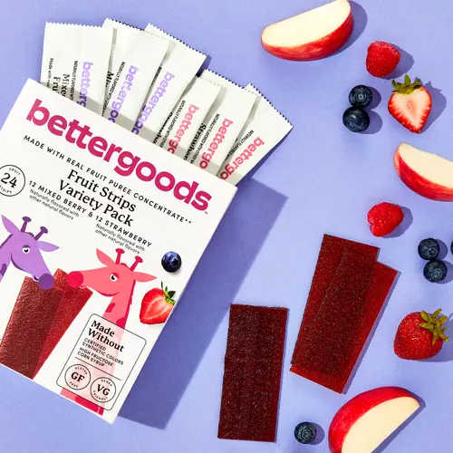 bettergoods Mixed Berry and Strawberry Fruit Strips Variety Pack, 0.5 oz, 24 Count thumbnail 2