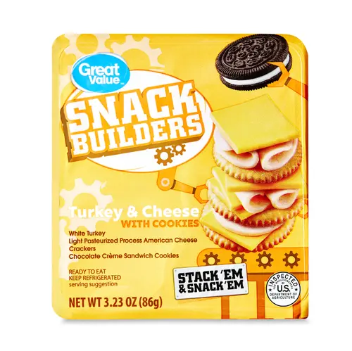 Great Value Turkey and Cheese Snack Builders with Cookies, 3.20 oz (Refrigerated)